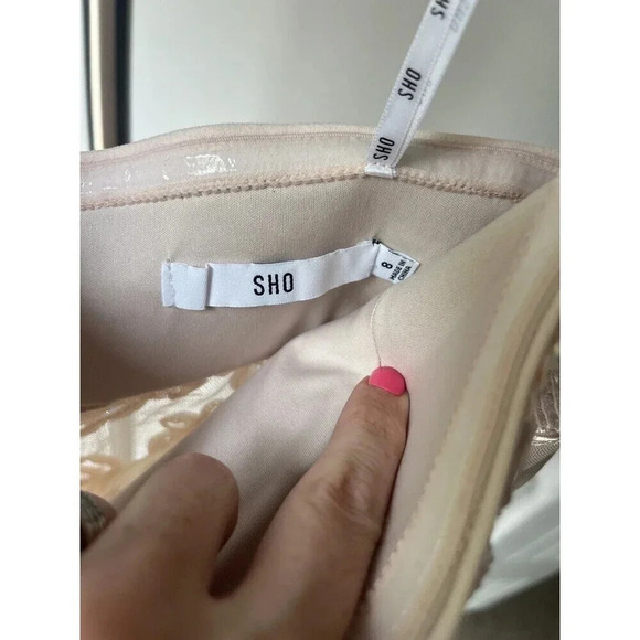 Sho Tadashi Rose Mist Embroidered Mesh Strapless Illusion Fit & Flare Dress - Picture 4 of 7